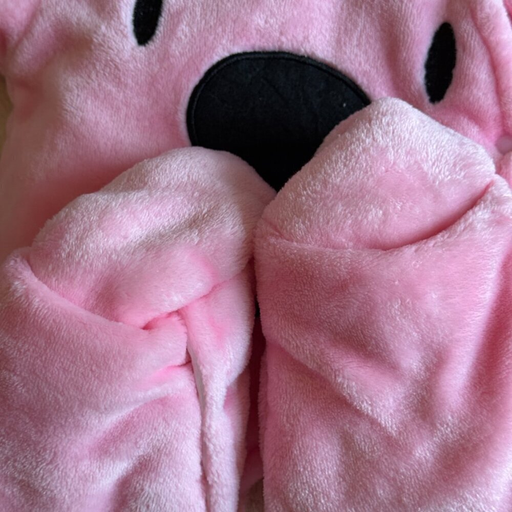 Baby Hooded Footie Romper Fleece Winter Jumpsuit Bear Design ~ Size 9 Months - Picture 3 of 6